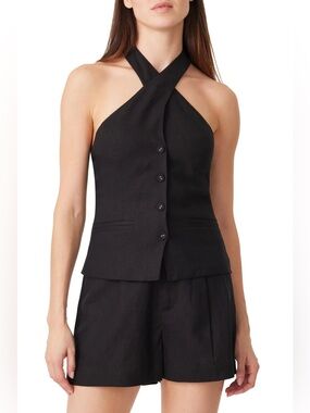 🆕 HABITUAL Black Linen Blend Halter Top
